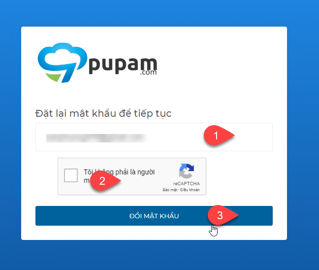 Hướng dẫn khôi phục lại  mật khẩu tài khoản Pupam