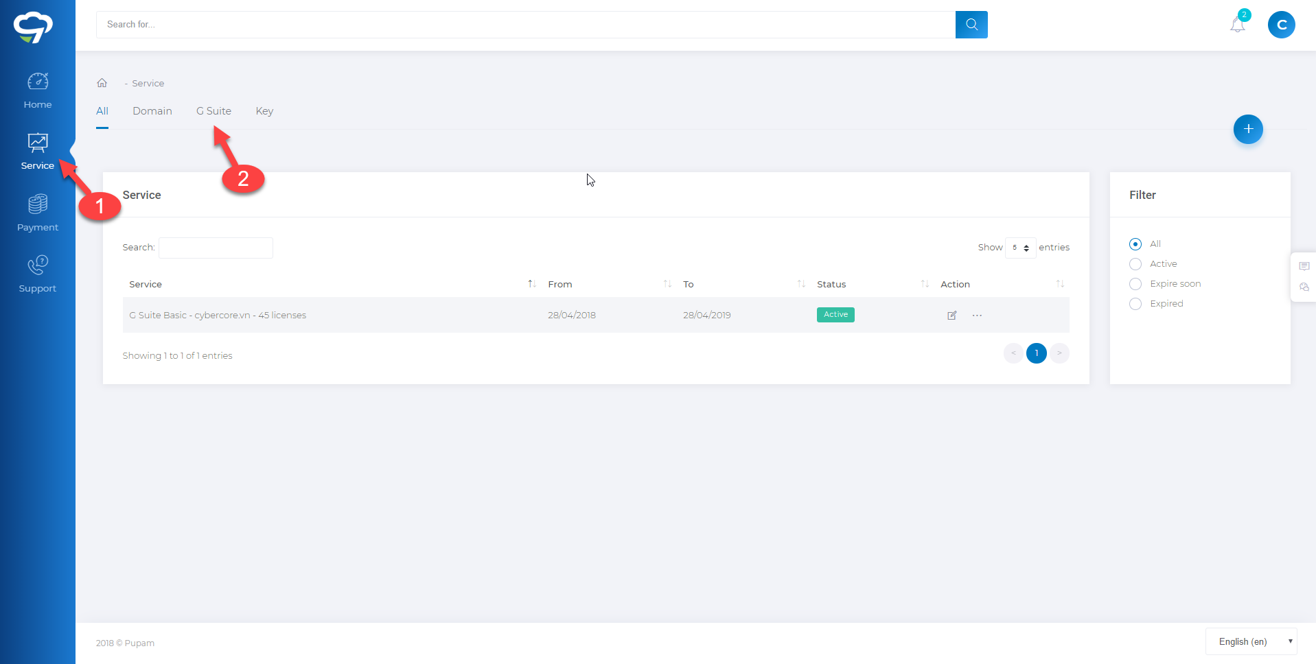 Hướng dẫn mua thêm giấy phép Gsuite tại hệ thống Pupam