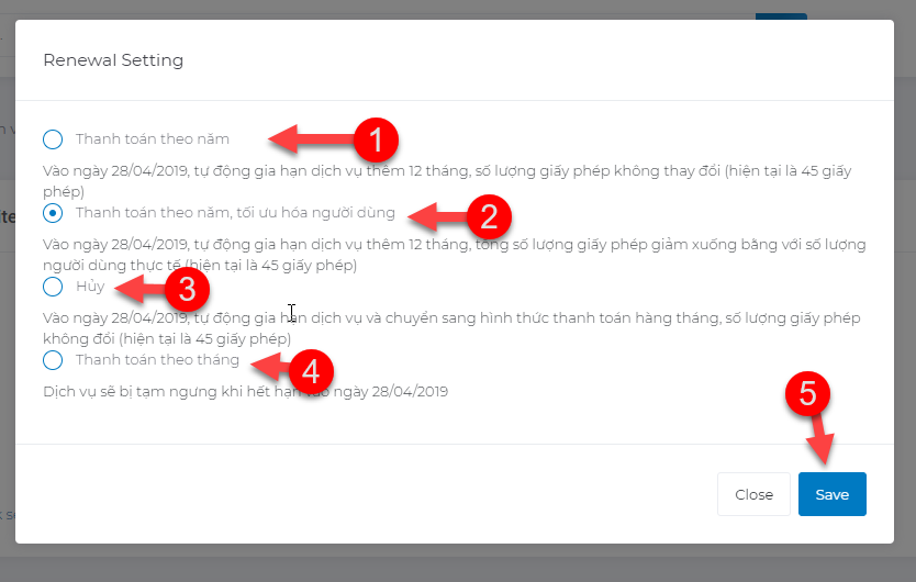 Thay đổi kế hoạch gia hạn G Suite basic tại hệ thống Pupam