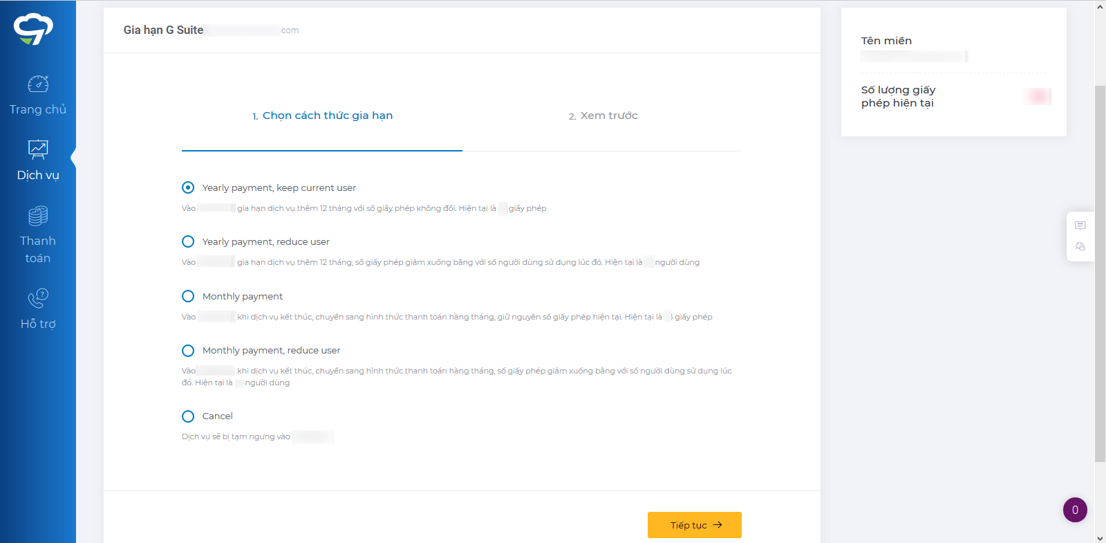 Hướng dẫn gia hạn dịch vụ G Suite trên hệ thống Pupam