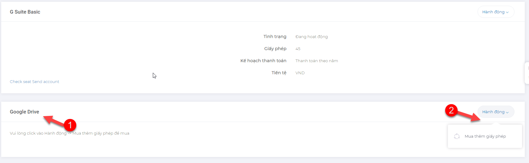 Hướng dẫn mua thêm giấy phép google drive