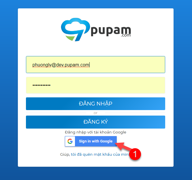 Hướng dẫn liên kiết tài khoản Pupam với Google Gmail